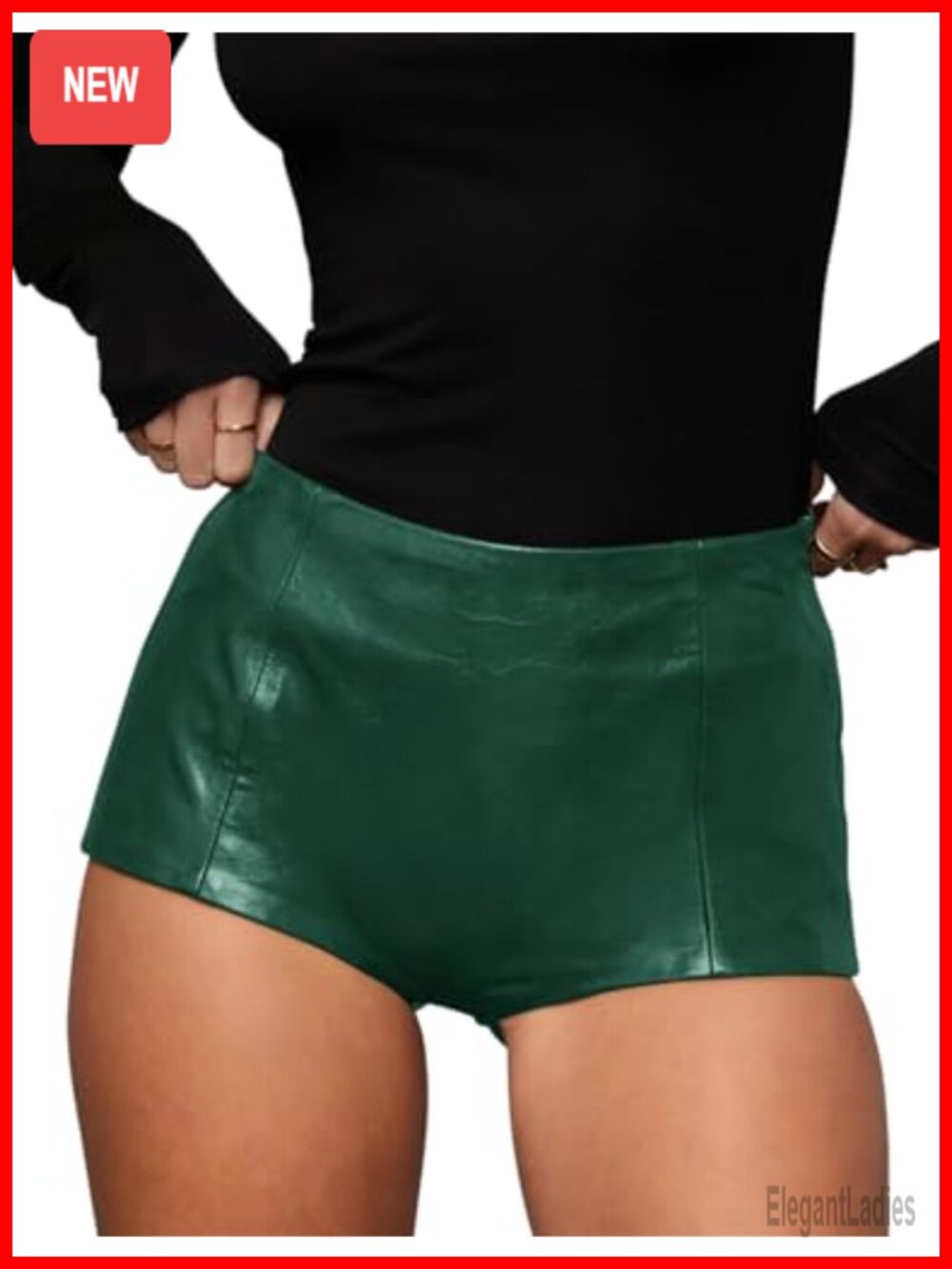 Faux Leather Low Rise Mini Shorts Hidden Side Zipper Hot Pants